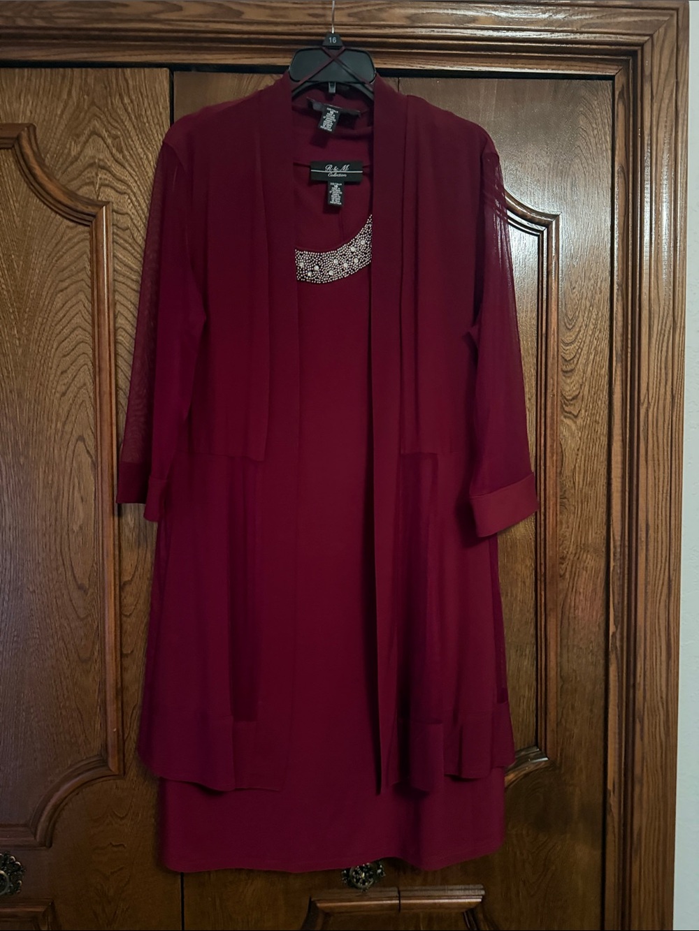 Alfred Dunner Women's Wine-Red Midi Dress with Matching Jacket